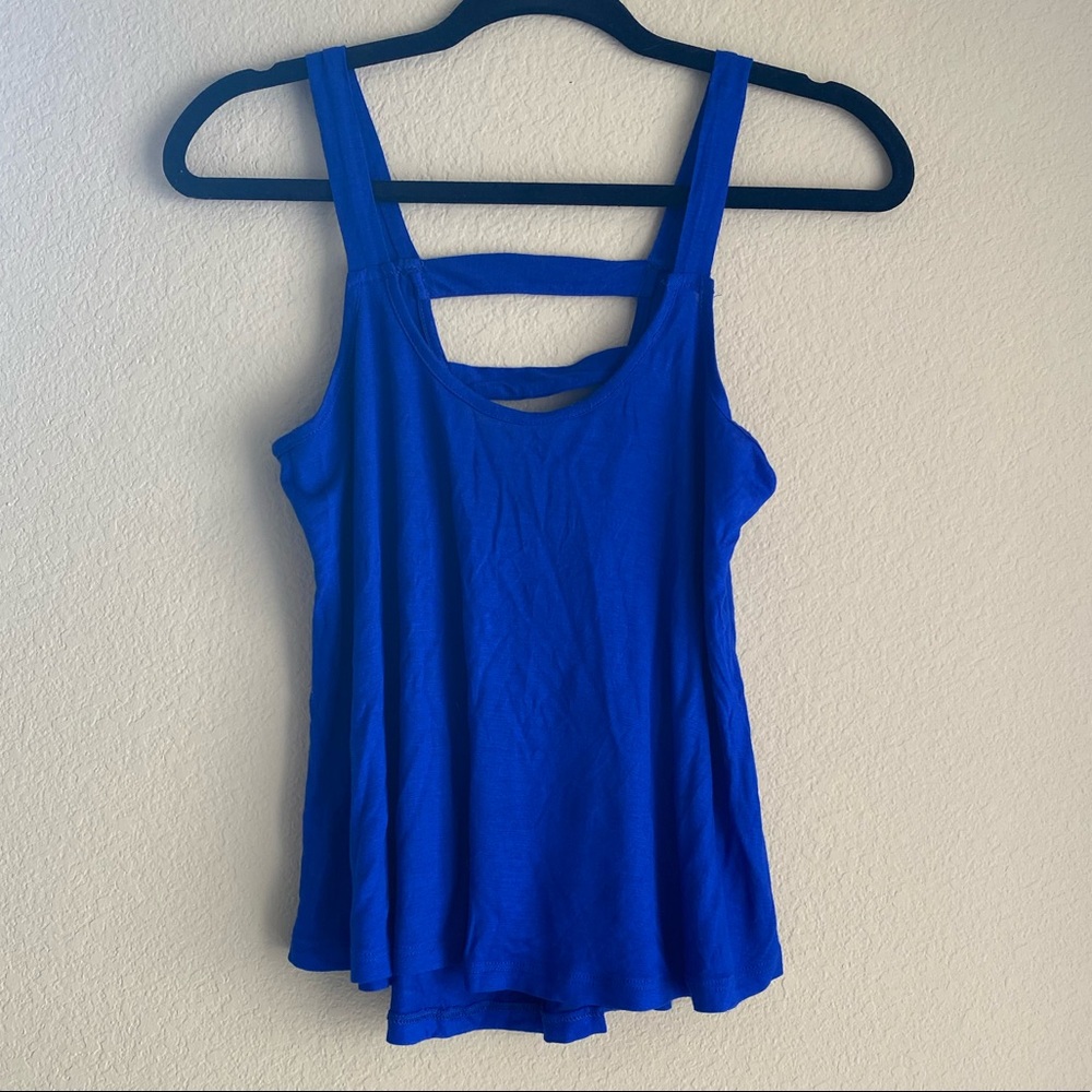 Blue Cutout Crop Tank Top